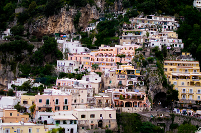 Houses in the side of a cliff.